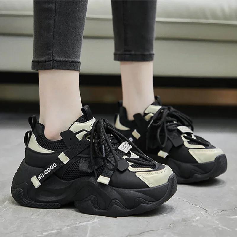 Женские спортивные туфли на толстой подошве, повседневные, универсальные, из дышащей сетки, для тренировок, спортивные, для бега, повседневные