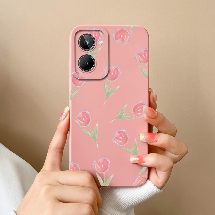 Для Oppo Realme 10 12 12X 11 11X C12 C15 C21 C21Y C31 Чехол для телефона Модный изящный узор с цветами Высококачественный противоскользящий чехол Для Oppo Силиконовый чехол