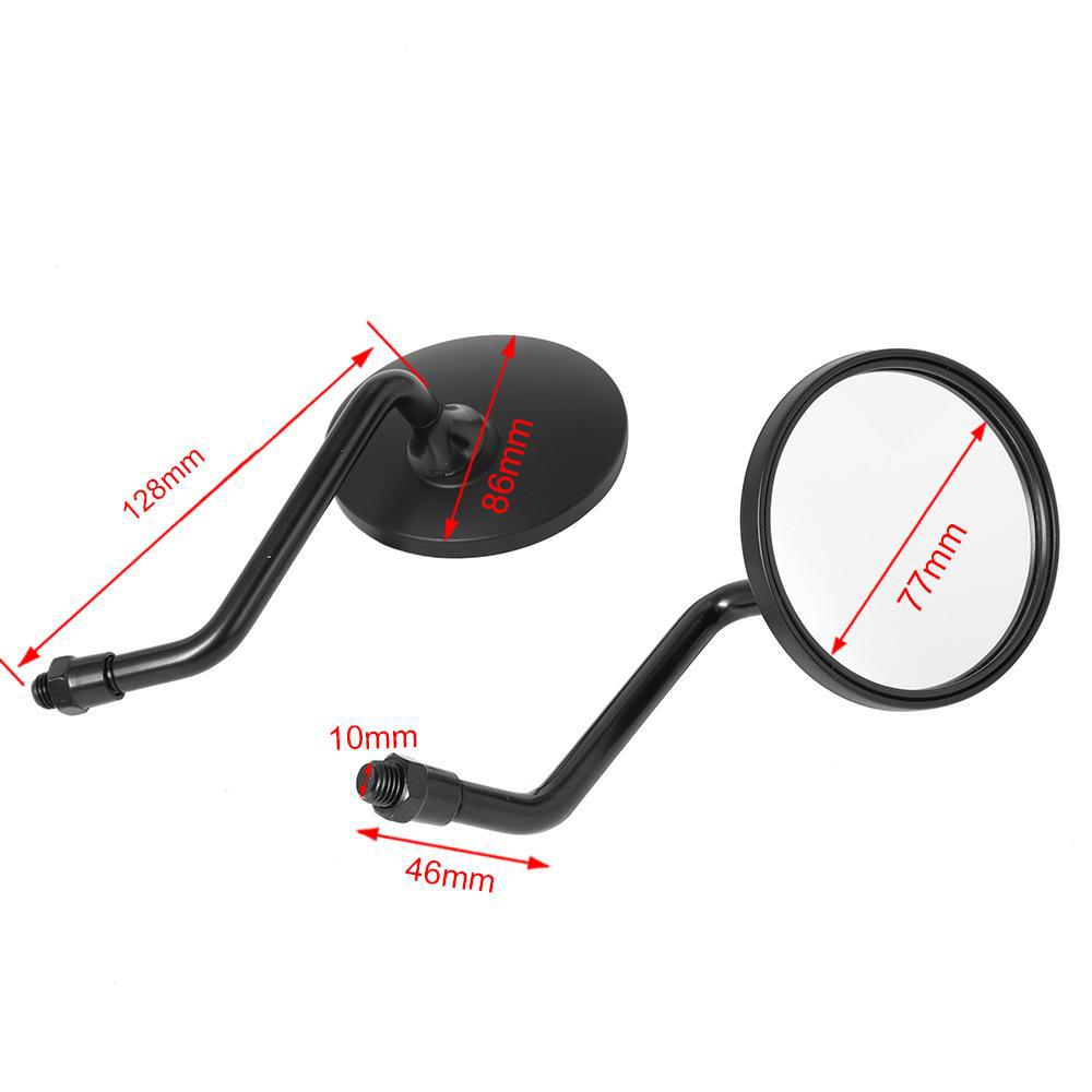 Модифицированное зеркало заднего вида для скутера: Набор длинных и коротких стержней, черное гальваническое покрытие, маленькое круглое зеркало