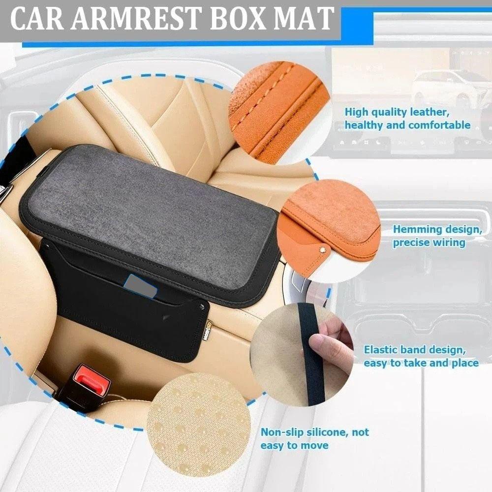 PU Leather Car Armrest Storage Box Side Extension Pockets Car Elbow Support Pad Trucks