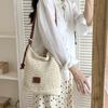 Casual Simple Hollow Cotton Thread Woven Bag Women'S Summer Pastoral One Shoulder Messenger Bag Large Capacity Tote Bag