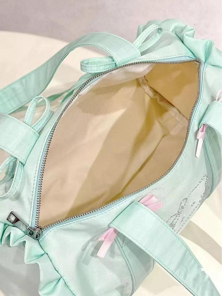 Летняя повседневная сумка-тоут мятно-зеленого цвета с бантом - Легкая и универсальная, большой вместимости