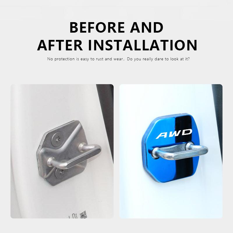 4PCS Car Emblems Door Lock Buckle Cover Protection Stickers Accessories For Volvo S90 XC60 V40 V90 XC40 XC90 V60 S60 Rdesign AWD
