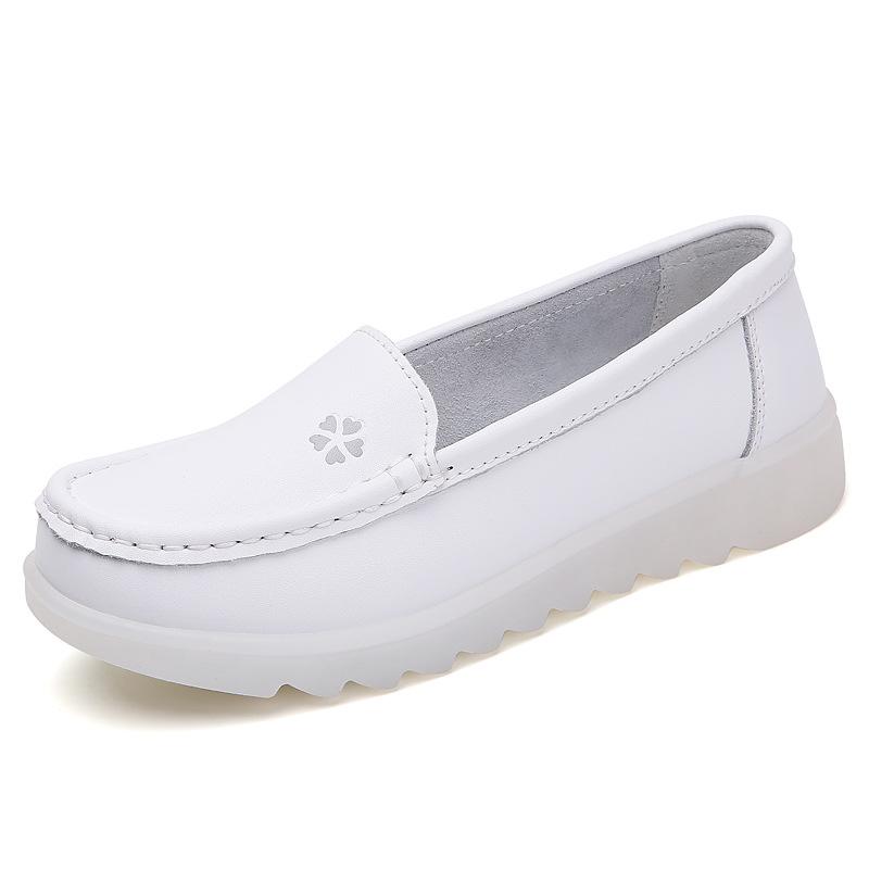 Hospital Leather Hospital Shallow Mouth Soft Sole Nurse Shoes White