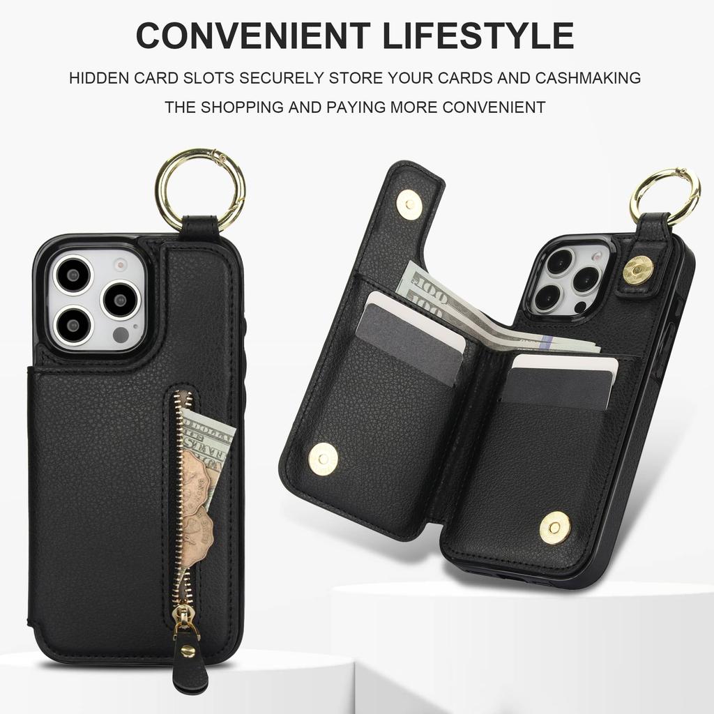 Для iPhone 16 15 14 13 12 11 Pro Max 13 12 Mini X XS Max XR SE Кошелек-чехол с держателем для карт, Премиальная кожаная обложка на магнитной застежке