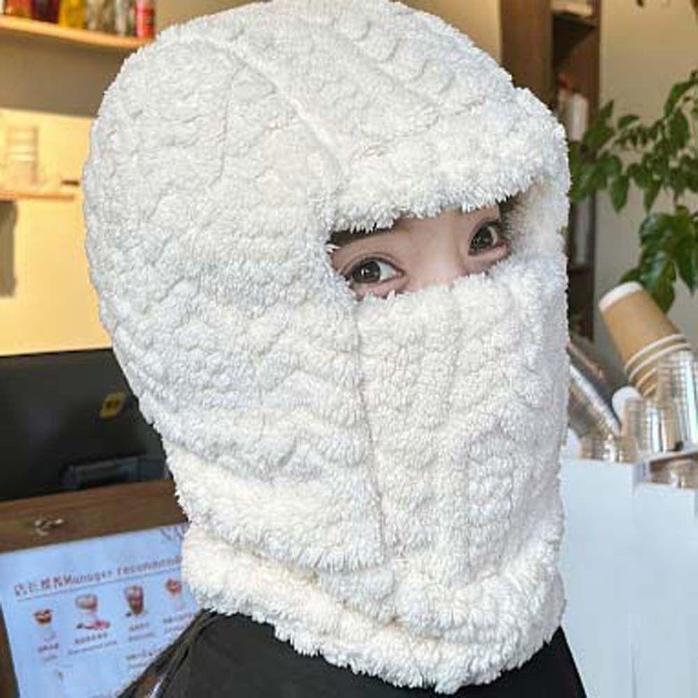 Polyester Warm Wrap Head Hat Solid Color Compact Cap Scarf Ski Windproof Cap  Women