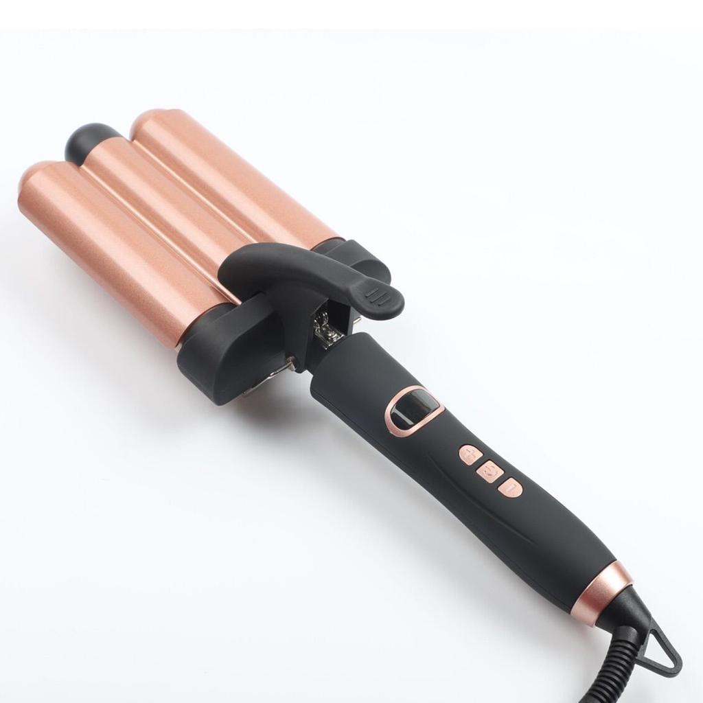Pretfy Hair Curling Iron 3-Barrel 32mm Hair Waver Hair Curler Temperature Adjustable LCD Temp