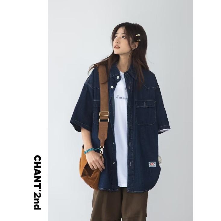 Японский ретро модный бренд летняя свободная джинсовая рубашка с короткими рукавами художественная молодежная рабочая рубашка мужская и женская многослойная куртка