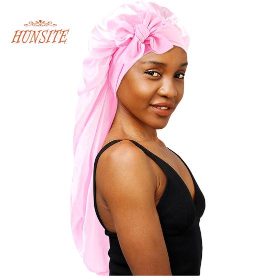 Ночная шапка с длинными атласными косами, женская шапочка для сна, эластичный галстук, большая регулируемая шапочка для сна, женская и длинная защитная шапка для вьющихся волос