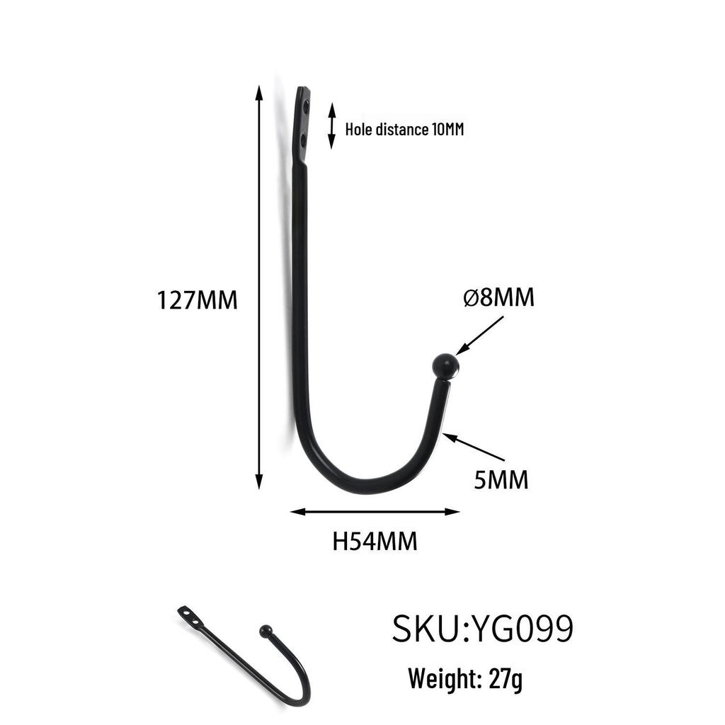 Черный металлический двойной железный крючок для пальто и шляп