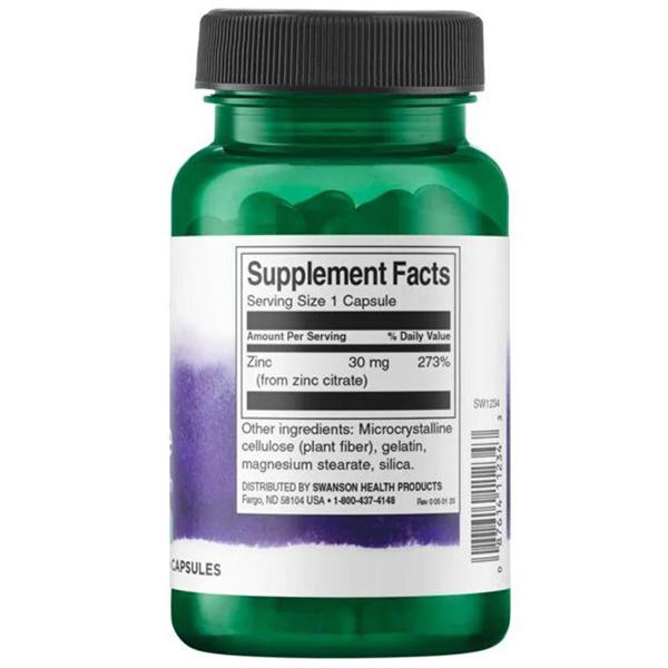 Цитрат Цинка, Zinc Citrate 30, Swanson  60капс (36280105)