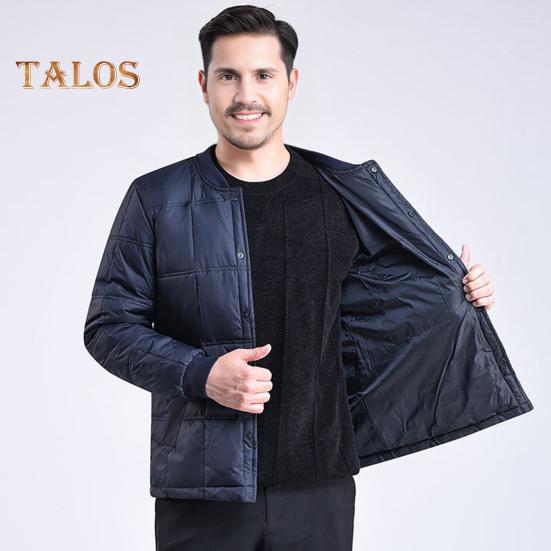 Мужская куртка-пуховик осень-зима с воротником-стойкой, длинным рукавом, утолщенным бархатным хлопковым пальто с карманами, однотонная стеганая верхняя одежда