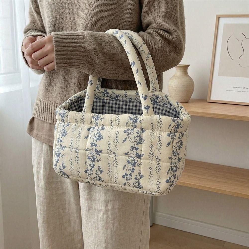 Large Capacity Laundry Storage Basket Hand-held Floral Organizers Basket Desktop Storage