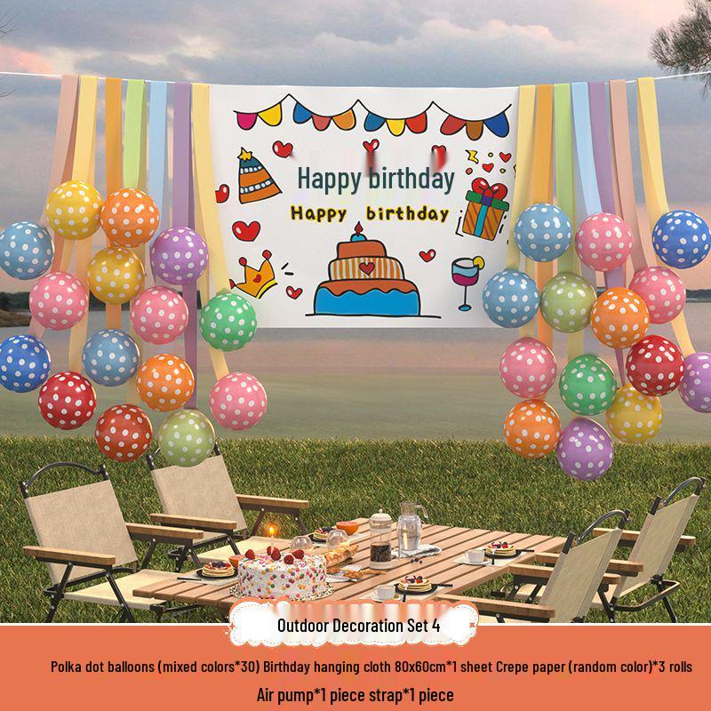 Сяохуншу Первый день рождения Кемпинг Вечеринка Шары и Баннер для Детей