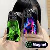 Аниме Неон C.C Чехол для телефона для iPhone 17 16 15 14 13 12 11 Air Pro Max Plus Mini Стеклянная MagSafe Крышка