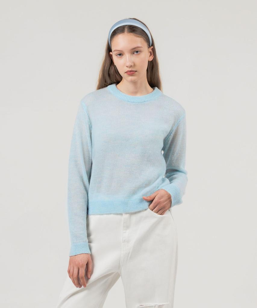 ROLAROLA Crew Neck Crop Knit Light Blue