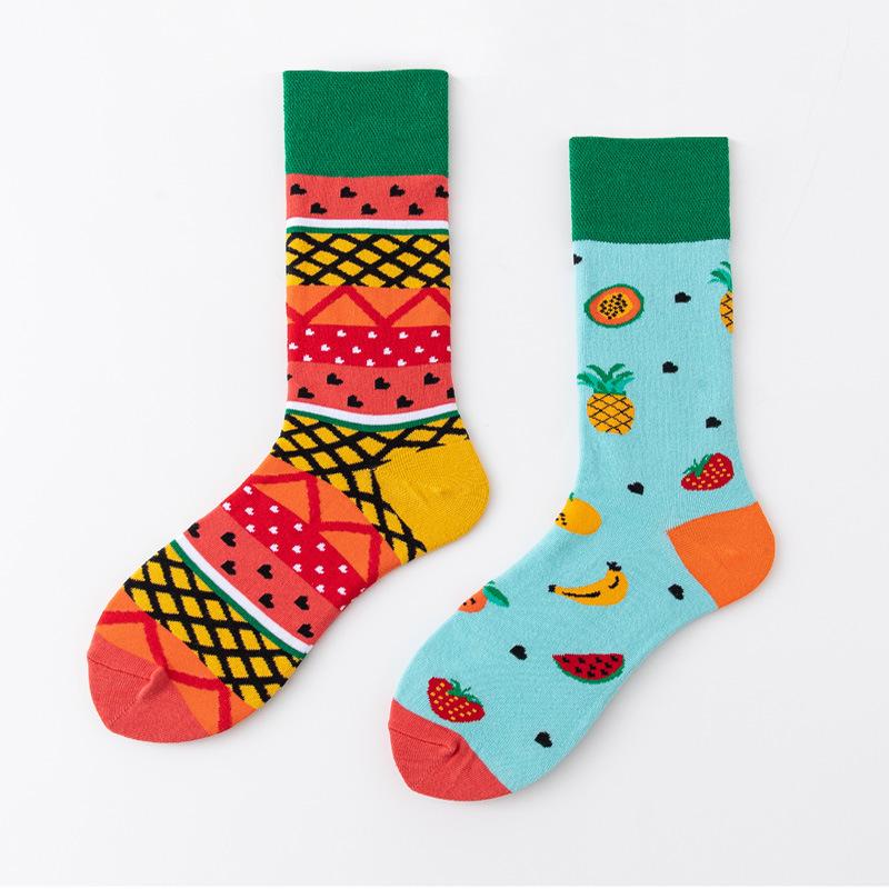 REMOULD Women Fashion Designer Mismatching AB Socks High Quality for Girls Art Crazy Socks With Print Pattern Fancy Cool