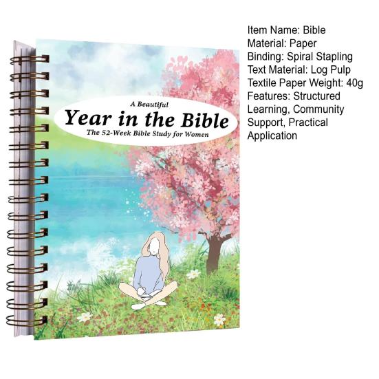 Women Bible Encouraging Spiritual Journey Study 52-Week Spiral Bound Bible Structured Learning Growth Support Groups Application