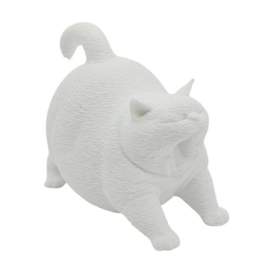 DYS 3D-печатная милая пухлая фигурка зевающего кота, черно-белая, широкое устойчивое основание против опрокидывания, настольный декор для зоомагазина, спальни и День рождения любимого человека
