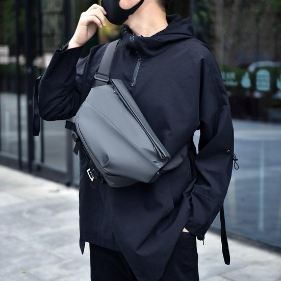 Men Crossbody Bag with Cup Holder Waterproof Chest Bag Magnetic Buckle Sling Bag Shoulder Bag for Commuting Street Travel