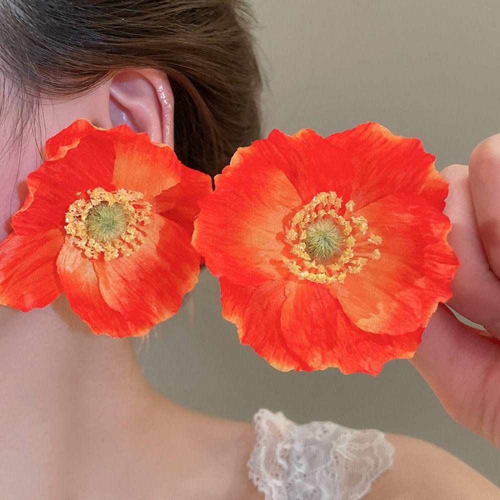 Элегантные серьги-цветы, преувеличенные крупные женские украшения, новые серьги-гвоздики в виде лепестков для женщин/девочек