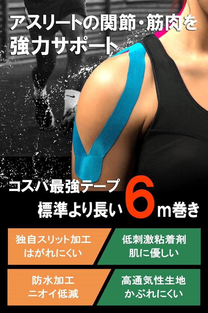 Кинезиологическая лента 6 м x 5 см, тип Athlete, прорезная обработка обеспечивает прочное тейпирование Wout [запатентованная поддержка] (3)