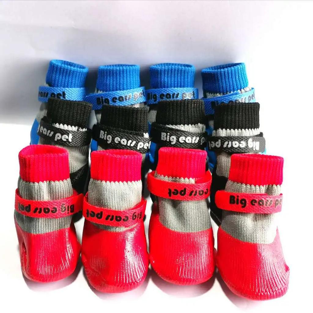 4 шт. Зимняя обувь для собак Водонепроницаемые милые ботинки для щенков Уличная прогулочная теплая обувь для собак Снежная обувь для маленькой собаки Чихуахуа Защита лап питомца