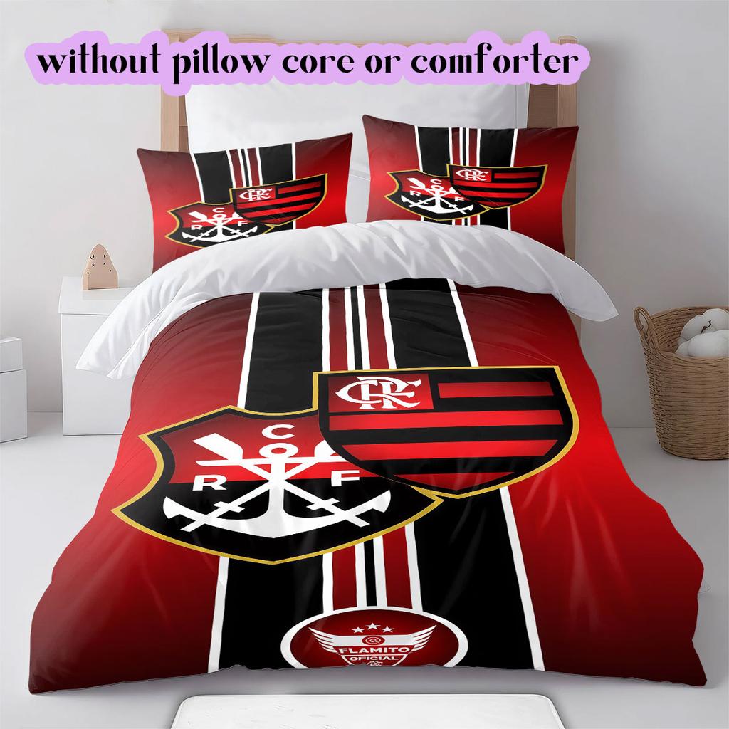 Flamengo football soccer Pattern Bedding,Quilt Set Quilt Cover Pillowcase Home Birthday Gift (1*duvet cover+2*pillowcase,without core)