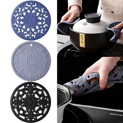 3 шт./комплект, новый китайский стиль, вырезанный силиконовый подстаканник, круглая изоляционная прокладка, фильтр для воды, коврик против ожогов, кухонные принадлежности