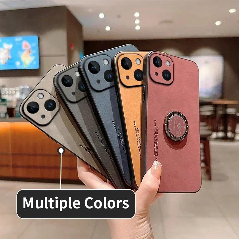 Кожаная подставка-кольцо из овчины Чехол для телефона Для Motorola Moto G85 E13 5G E14 Матовая защита объектива Ударопрочная задняя крышка