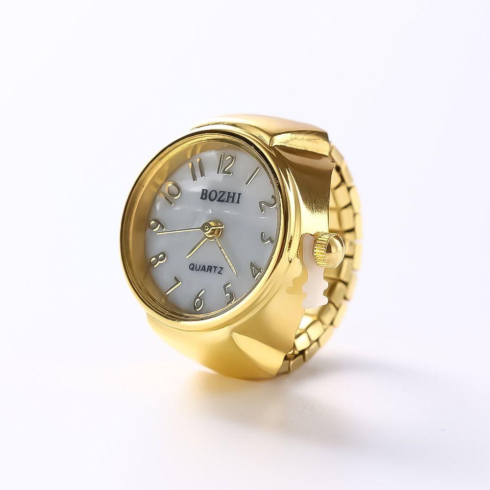 Women Men Fashion Gift Digital Watch Elastic Stretchy Rings Ring Watch Round Quartz Finger Rings