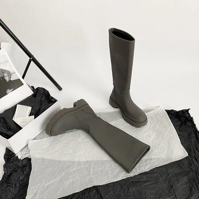 Черные Зимние Сапоги до Колена на Среднем Каблуке для Женщин, Длинные Женские Сапоги с Круглым Носком, Косплей, Готическая Мода 2025, Готика