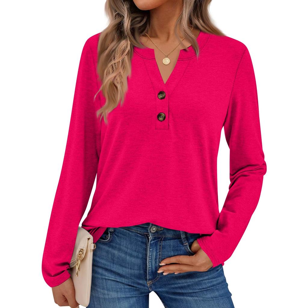 Women's Solid Color Long Sleeve Shirts Elegant Casual Tops Trendy Shirts Tops