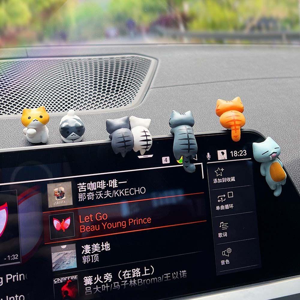 Computer Decoration Cat Figurines Micro Landscape Car Dashboard Ornament  Auto Interior