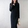 Women Sweater Dress 100% Wool TIDENOVEL Turn-down Collar Knit Long Pullover Winter Jumpers Wool Long Dress Female