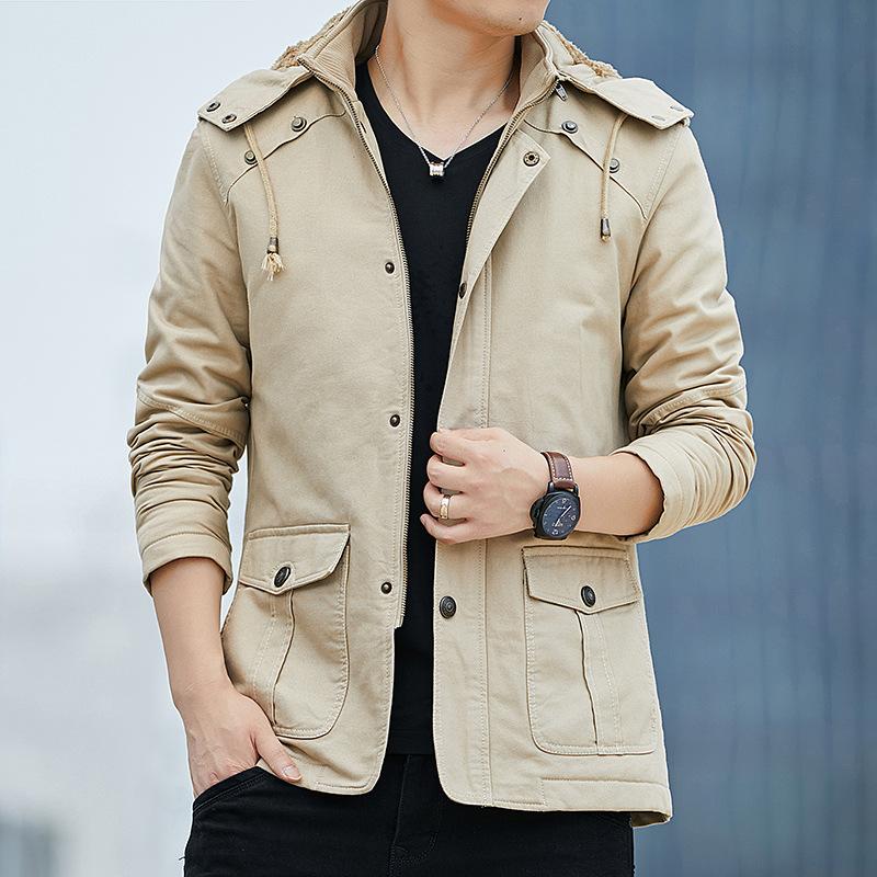 Зимнее пальто мужское утолщенное термообработанное флисовое пальто мужская повседневная корейская версия модный чистый хлопок