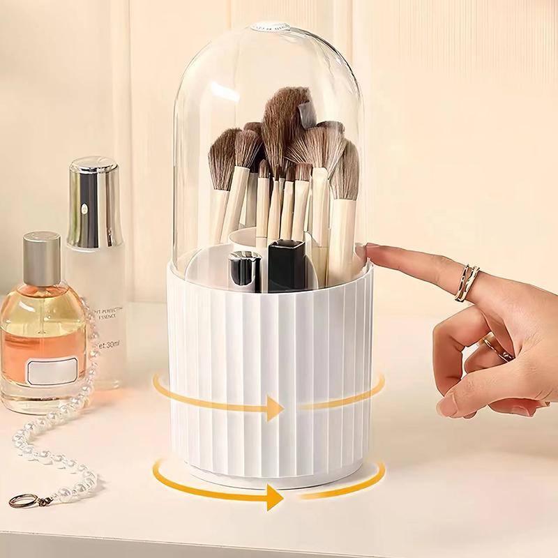 360Degree Rotating Makeup Brushes Holder With Lid Lipstick Organizer Cosmetic Storage Make Up Tools Box Jewelry Pencil Case Container