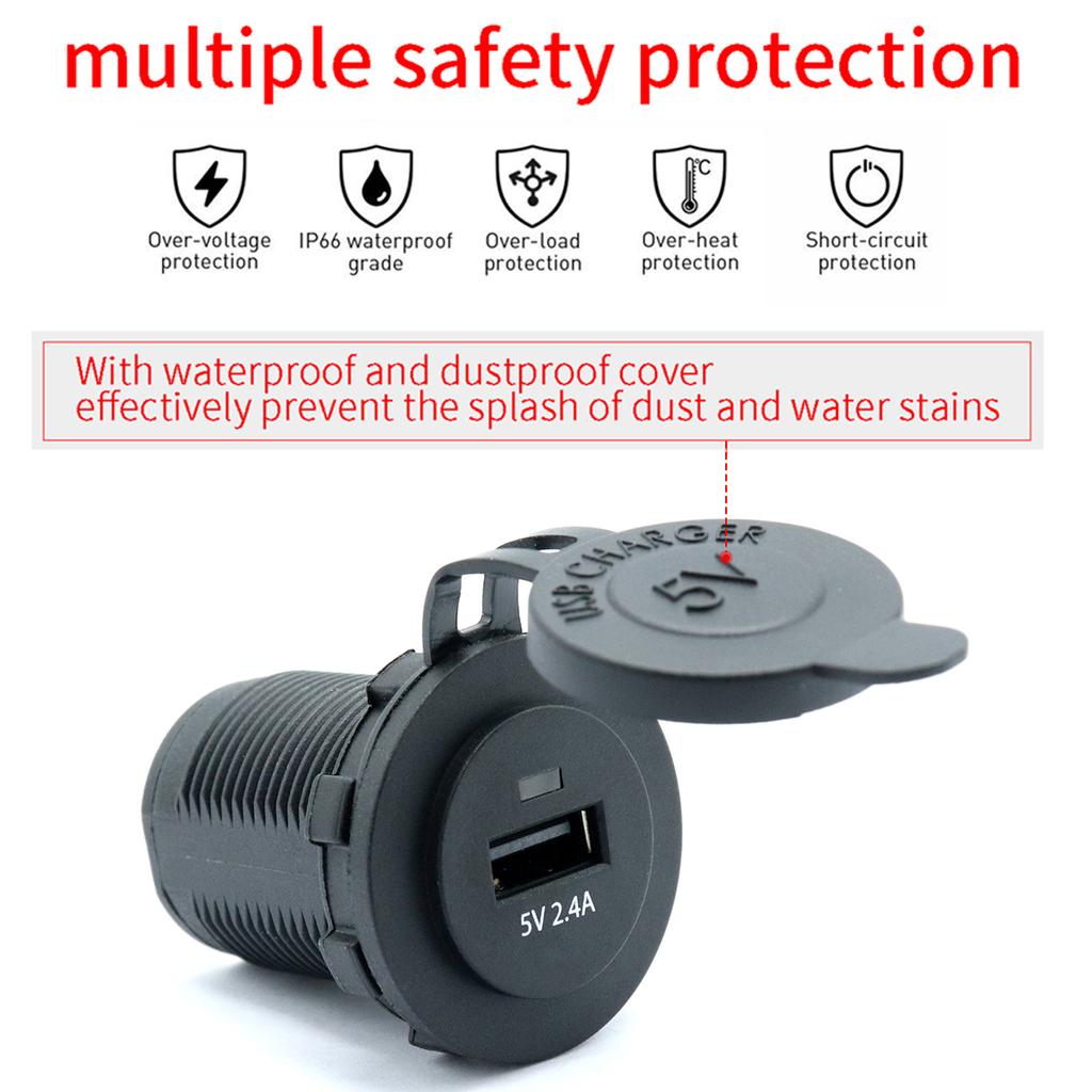 Single Port USB Car Charger 5V 2.4A for IPad IPhone IPod - Fast Charging At Full Speed Car RV Yacht Mini USB Car Charger Led