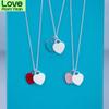 European And American New Style Sterling Silver S925 Love Necklace Red ,Blue And Pink Three -Color Beautiful Necklace
