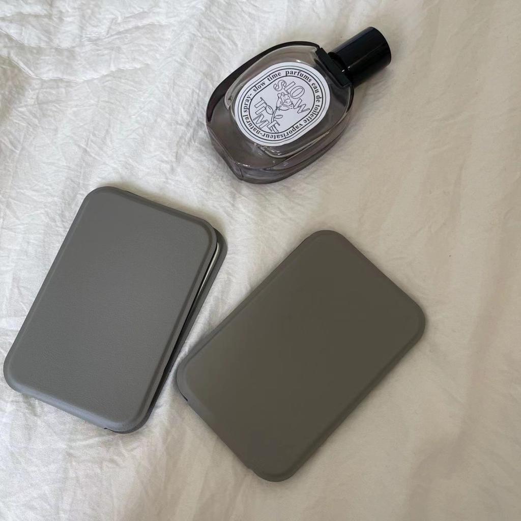 Mini Makeup Mirror Elegant Foldable Desktop Portable Mirror PU Leather Handheld Perfect Pocket Gift for Dorms Daily Cosmetic Use