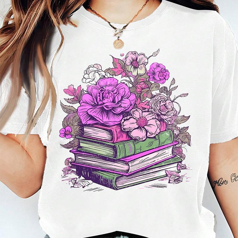 Модная женская футболка с цветным принтом роз, забавная повседневная футболка с круглым вырезом и короткими рукавами, летняя женская футболка