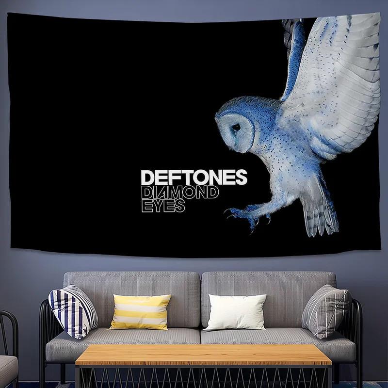 VIKAMA DarkThemed Band Tapestry Owl Pattern Bedroom Rock StudioGaming Room Decorative Tapestry Room Decoration