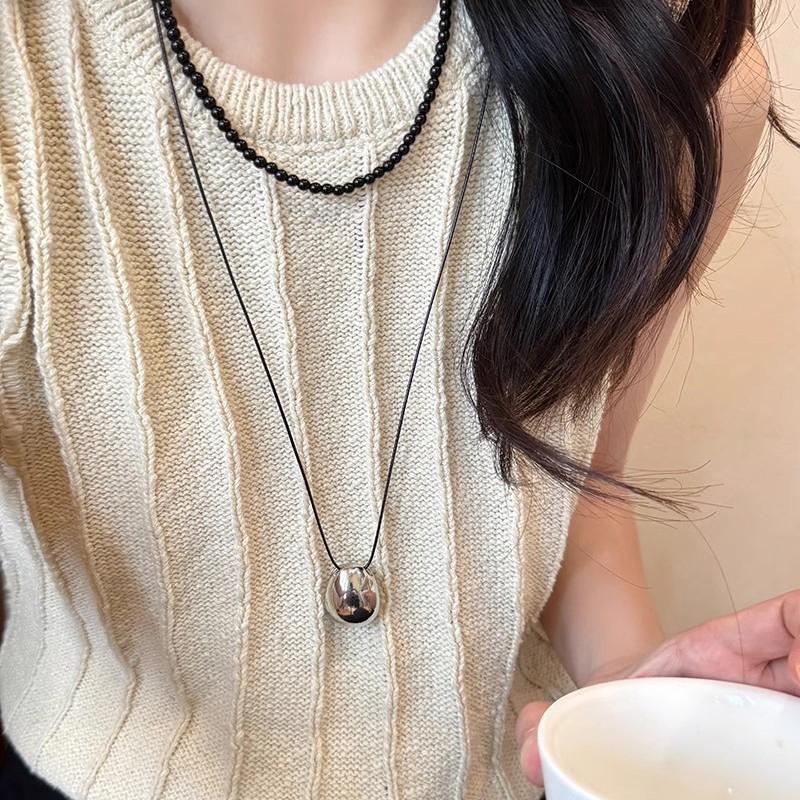 Минималистичное модное геометрическое ожерелье с подвеской в виде шара для женщин и девочек, универсальная длинная цепочка для свитера, ювелирные изделия, аксессуары, подарки