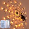 Halloween LED Waterproof String Light Halloween Spider Web Light Battery/USB Remote Holiday Light Horror Haunted House Props Decor