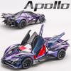 1:32 Аполлон EVO Болид Суперкар Модель Игрушки Сплав Литье под Давлением Машинки Резиновые Шины Металлический Кузов Двери Открываются Звук Свет Машина Подарок Ребенку