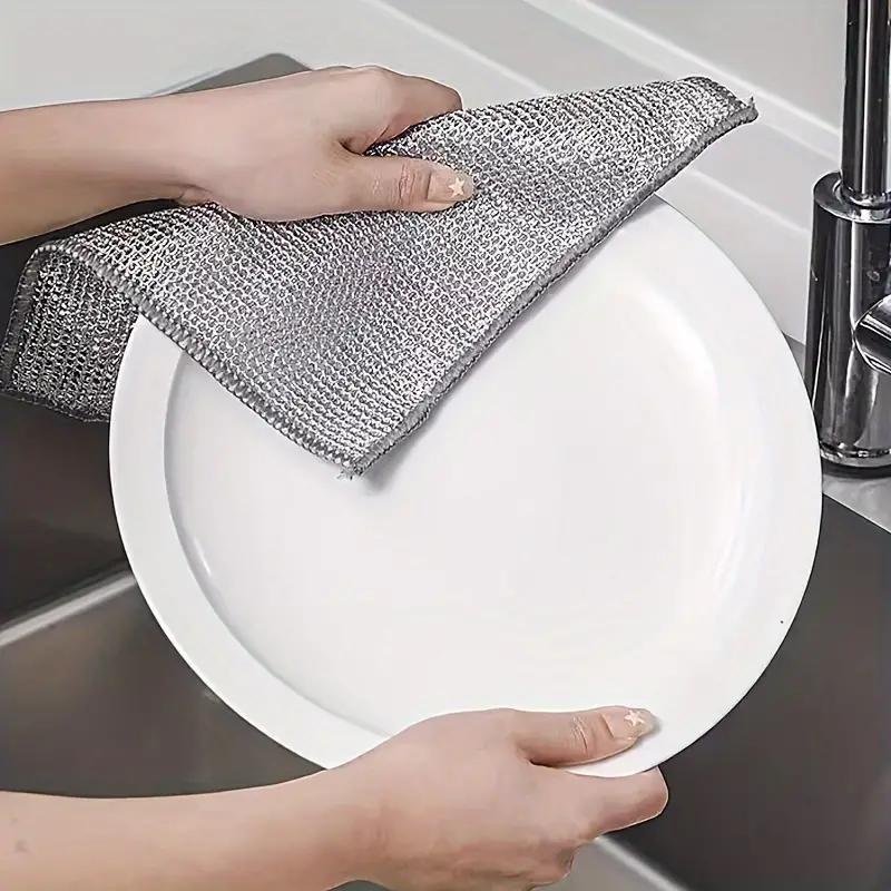 Не царапающая проволочная тряпка для мытья посуды, универсальная проволочная тряпка для мытья посуды для влажной и сухой уборки, многоразовая салфетка для чистки проволоки Проволочные полотенца для посуды Раковины, кастрюли, сковородки