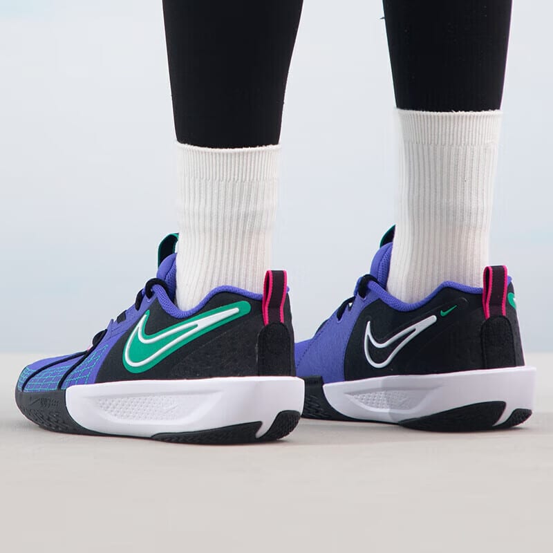 Nike ГТ. Скидка 3 Подростковые баскетбольные кроссовки средней высоты, износостойкие, с амортизацией, Черно-индиго-синие-зеленые, Детские FD7033-500