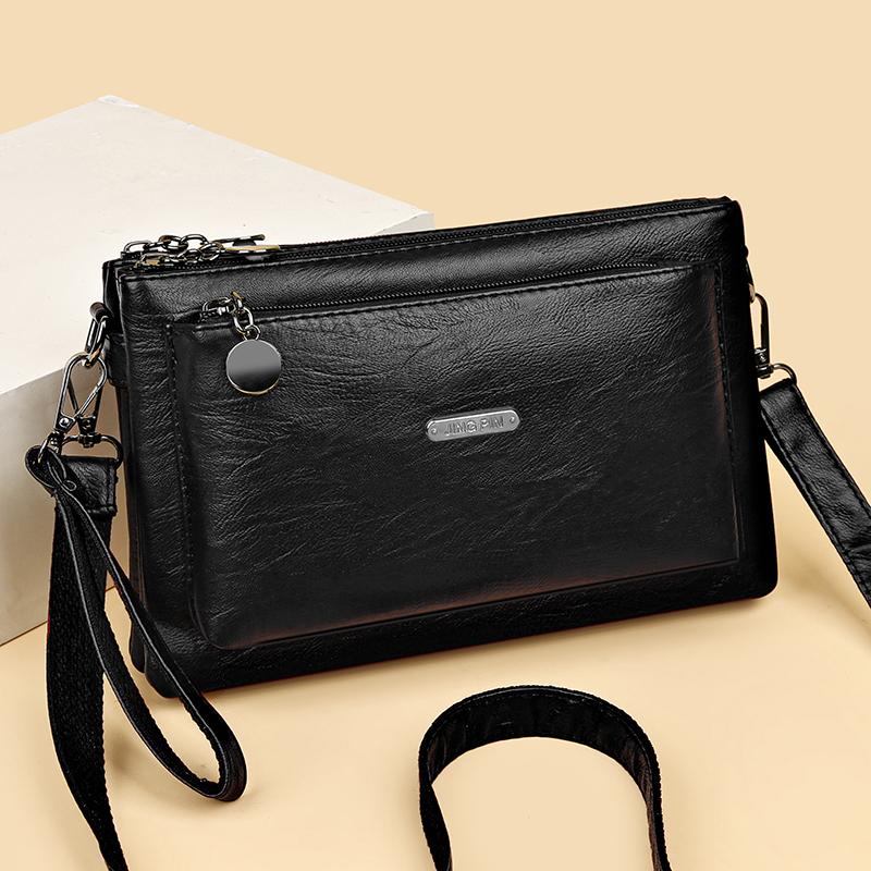 Мягкая кожаная сумка-конверт, материнская сумка, кошелек для монет, женская многослойная сумка через плечо через плечо