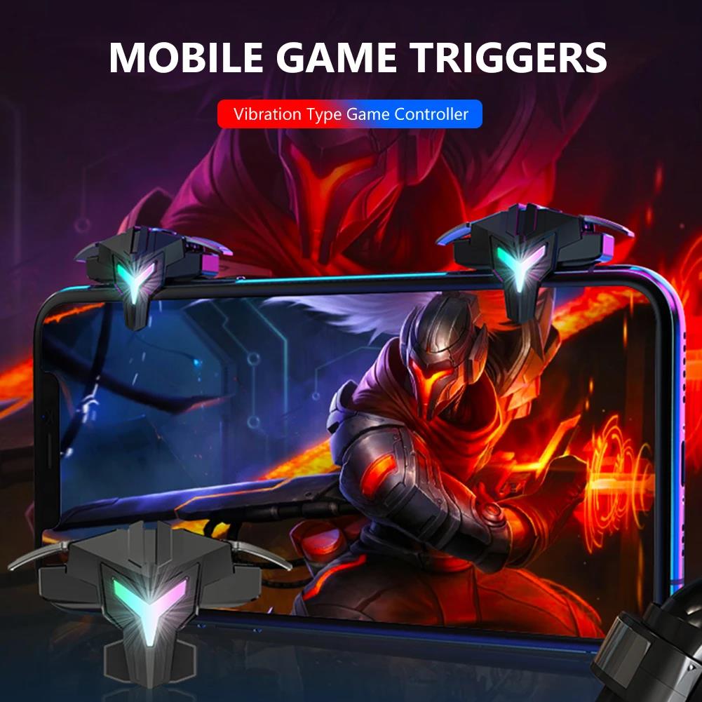1/2pcs RGB/Mechanical 4 Finger Mobile Gaming Trigger for PUBG Mobile Game Joystick Trigger Pulse Key Button for Mobiles Phones 5