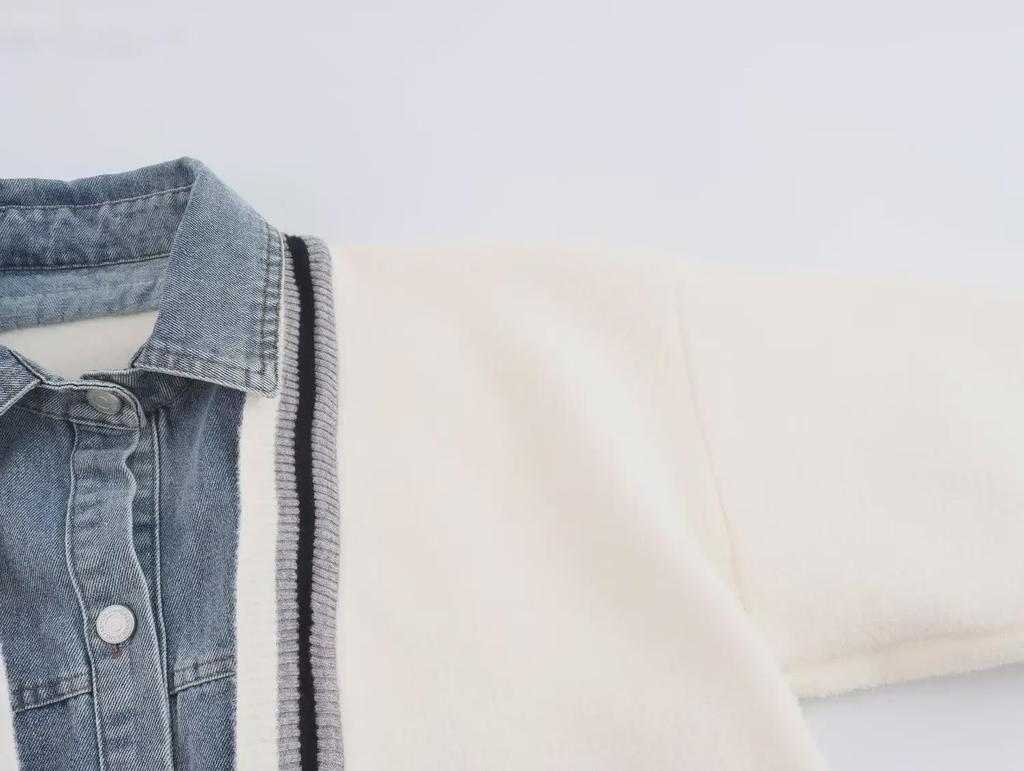 Женский европейский джинсовый вязаный кардиган-свитер